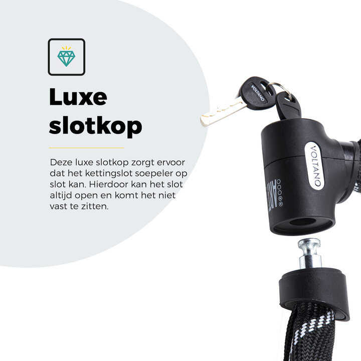 Voltano ART2 Kettingslot Fiets Met Luxe Slotkop - Zwart - 120 CM - ART 2 Slot