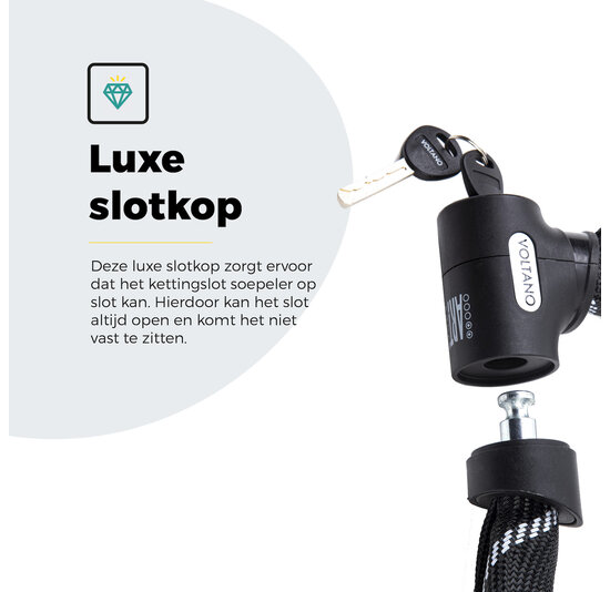 Voltano ART2 Kettingslot Fiets Met Luxe Slotkop - Zwart - 120 CM - ART 2 Slot