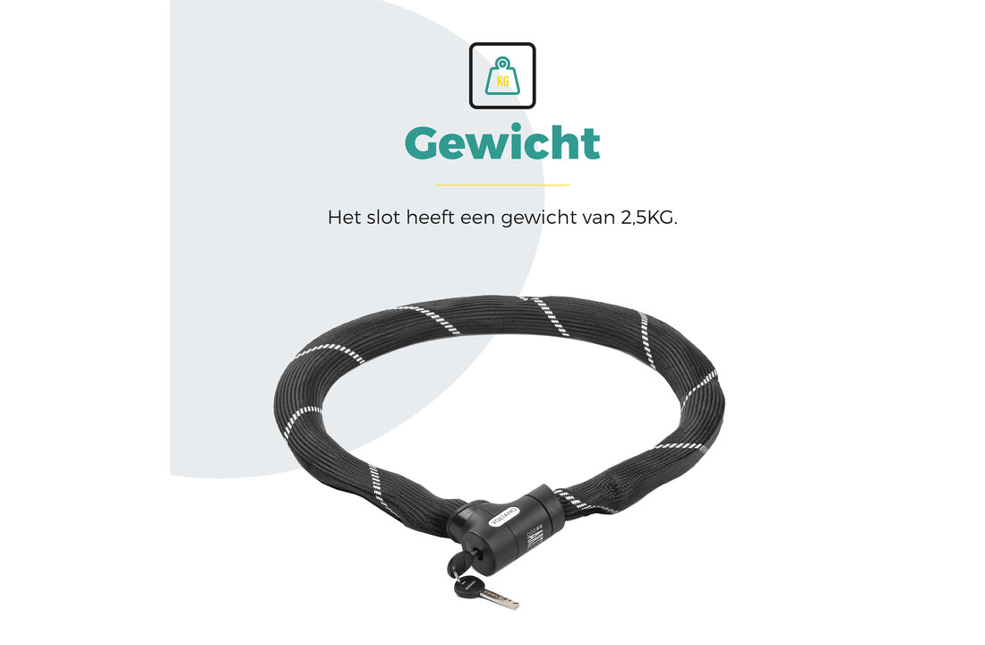 Voltano ART2 Kettingslot Fiets Met Luxe Slotkop - Zwart - 120 CM - ART 2 Slot