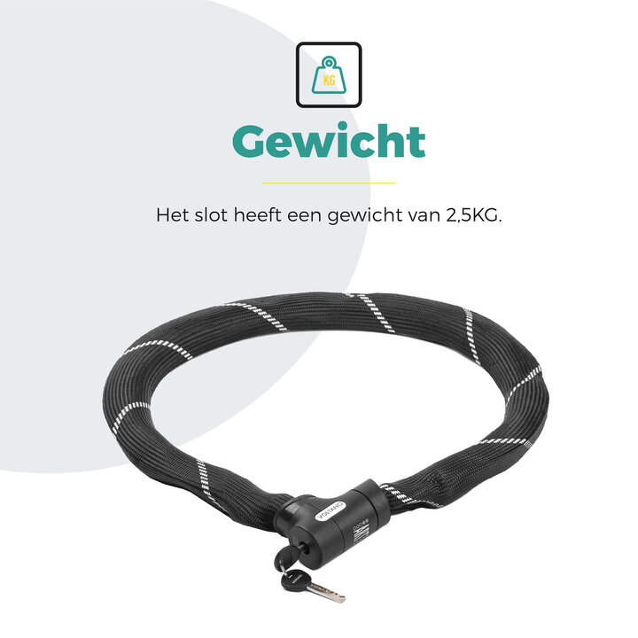 Voltano ART2 Kettingslot Fiets Met Luxe Slotkop - Zwart - 120 CM - ART 2 Slot