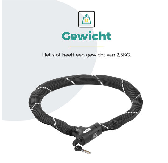 Voltano ART2 Kettingslot Fiets Met Luxe Slotkop - Zwart - 120 CM - ART 2 Slot