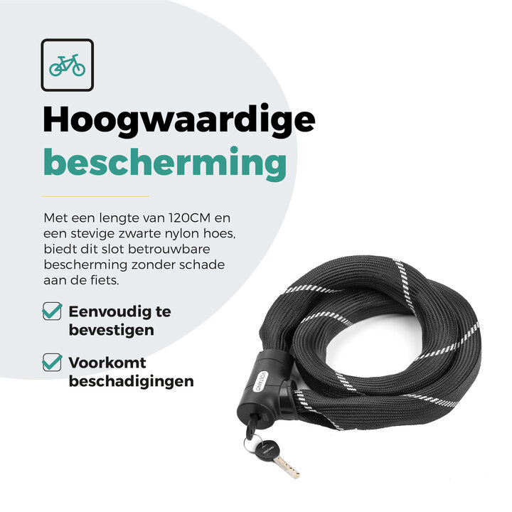 Voltano ART2 Kettingslot Fiets Met Luxe Slotkop - Zwart - 120 CM - ART 2 Slot