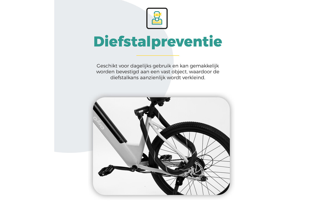 Voltano ART2 Kettingslot Fiets Met Luxe Slotkop - Zwart - 120 CM - ART 2 Slot
