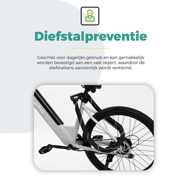 Voltano ART2 Kettingslot Fiets Met Luxe Slotkop - Zwart - 120 CM - ART 2 Slot