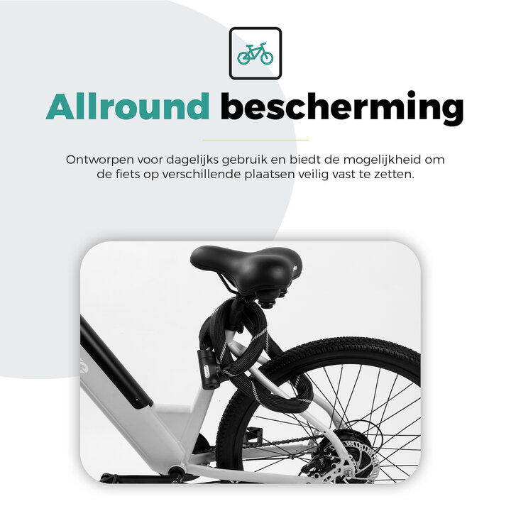 Voltano ART2 Kettingslot Fiets Met Luxe Slotkop - Zwart - 120 CM - ART 2 Slot