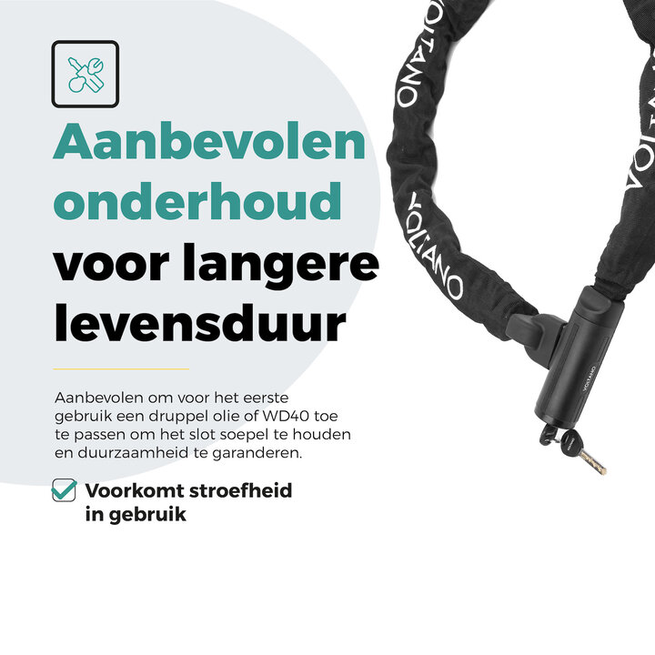 Voltano Securo ART4 Motor Kettingslot Zwart - 130 CM - ART 4 Slot