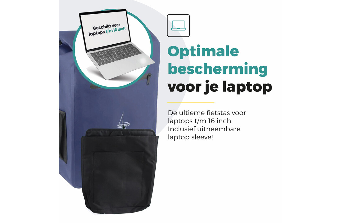 Voltano Luxe E-bike Fietstas / Rugtas - Marine Blauw - 28L - Laptopvak
