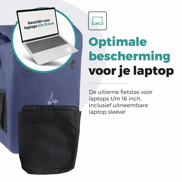 Voltano Luxe E-bike Fietstas / Rugtas - Marine Blauw - 28L - Laptopvak