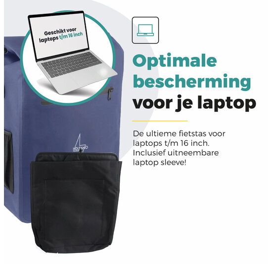 Voltano Luxe E-bike Fietstas / Rugtas - Marine Blauw - 28L - Laptopvak