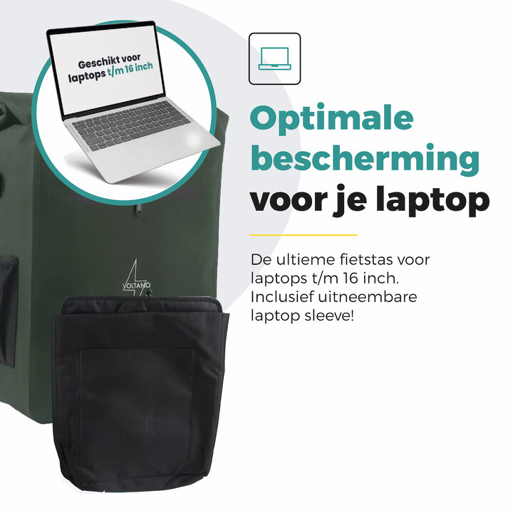 Voltano Luxe E-bike Fietstas / Rugtas - Olijf Groen - 28L - Laptopvak
