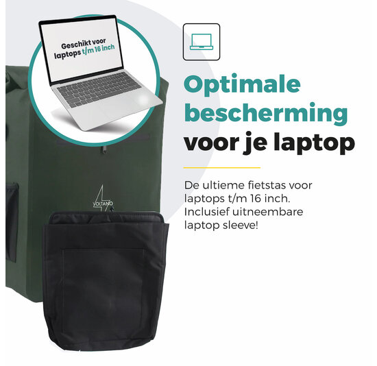 Voltano Luxe E-bike Fietstas / Rugtas - Olijf Groen - 28L - Laptopvak