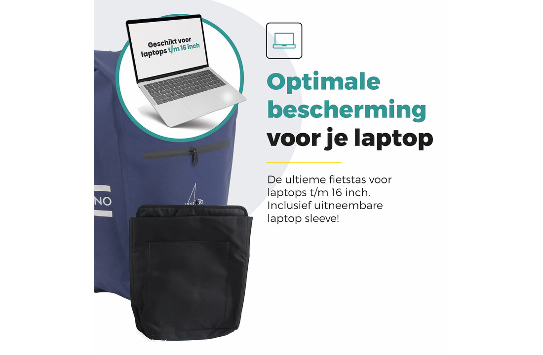 Voltano Luxe E-bike Fietstas 28L - Marine Blauw - Pakaftas Met Laptop Vak - 100% Waterdicht