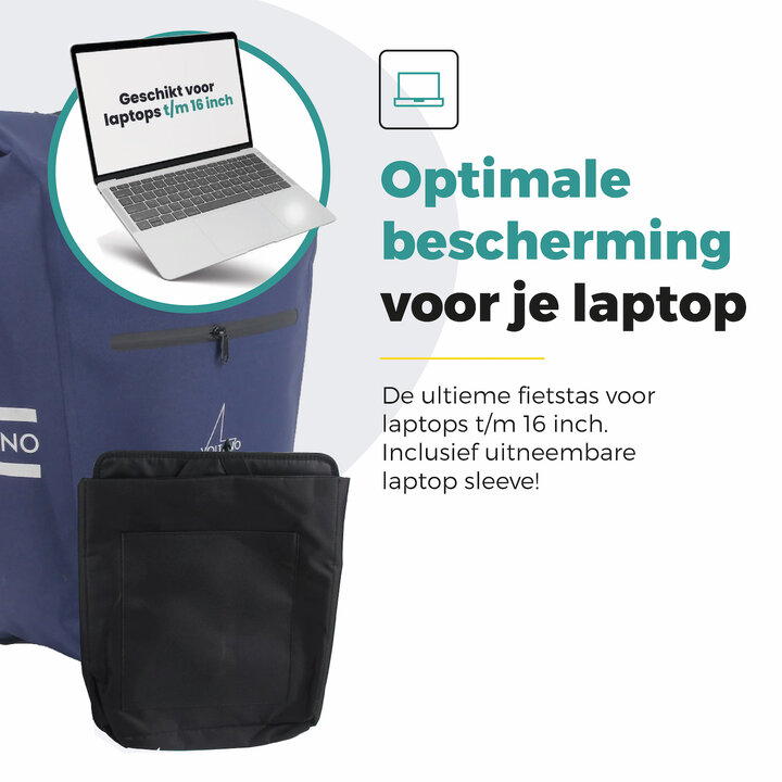 Voltano Luxe E-bike Fietstas 28L - Marine Blauw - Pakaftas Met Laptop Vak - 100% Waterdicht