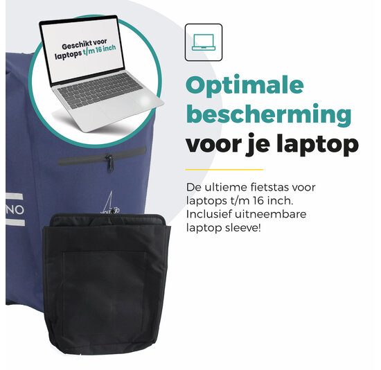 Voltano Luxe E-bike Fietstas 28L - Marine Blauw - Pakaftas Met Laptop Vak - 100% Waterdicht