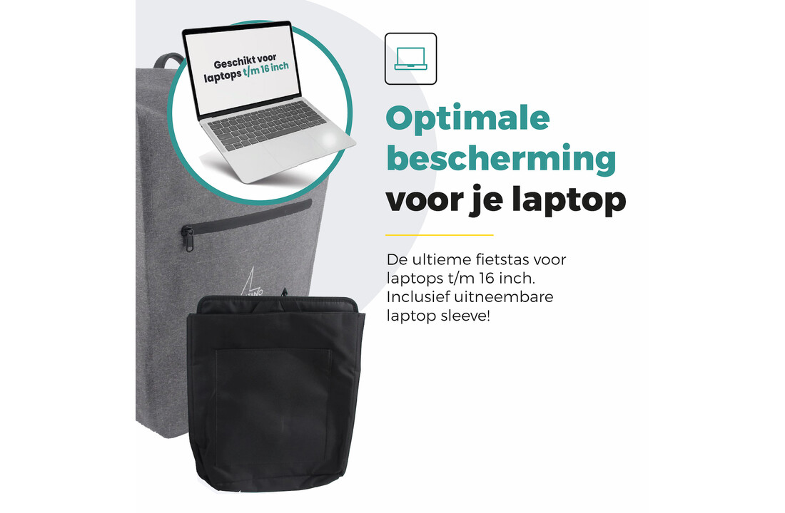 Voltano Luxe E-bike Fietstas 28L - Grijs - Pakaftas Met Laptop vak - 100% Waterdicht