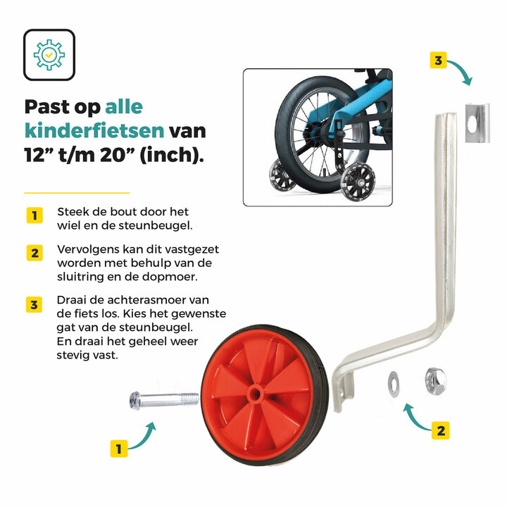 Voltano Zijwieltjes – Rood – 12-20 Inch