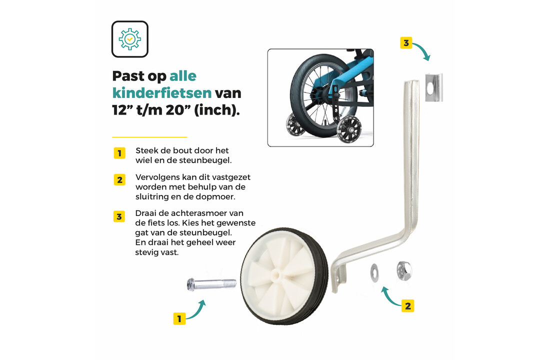Voltano Zijwieltjes – Wit – 12-20 Inch