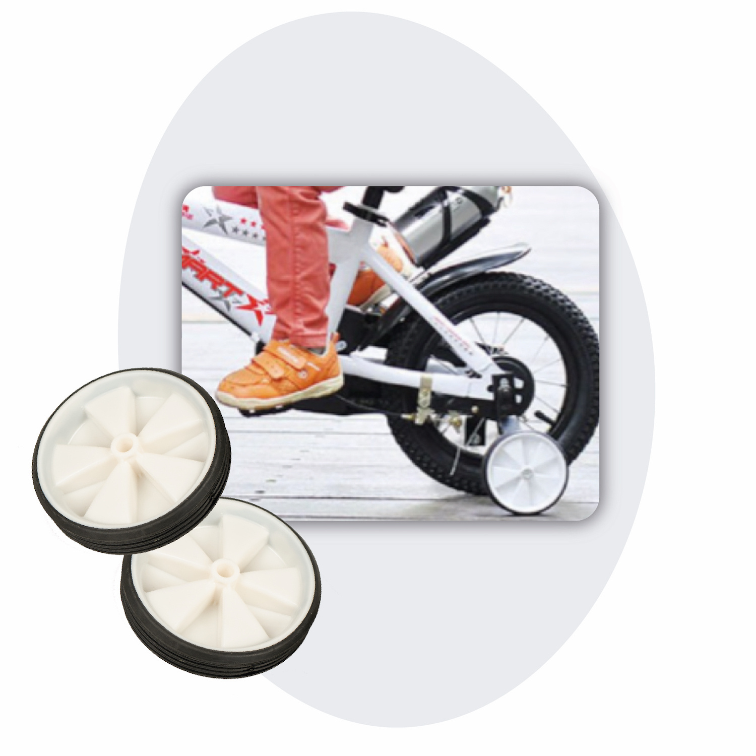 Voltano Zijwieltjes – Wit – 12-20 Inch