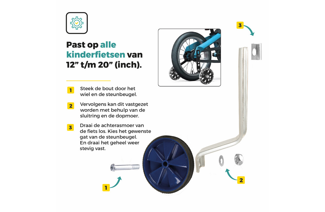 Voltano Zijwieltjes – Blauw – 12-20 Inch