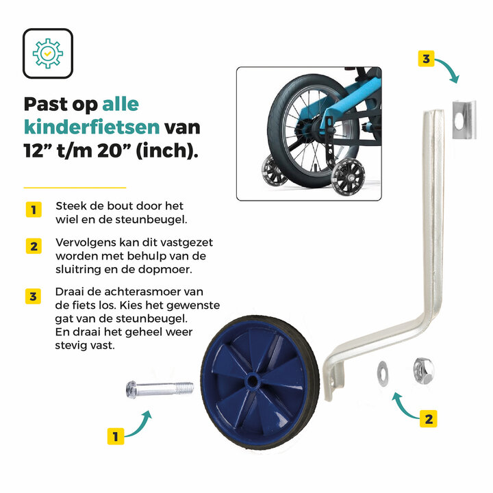 Voltano Zijwieltjes – Blauw – 12-20 Inch