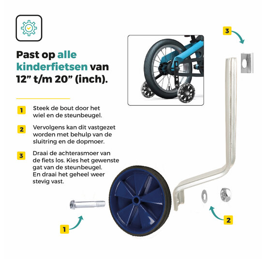 Voltano Zijwieltjes – Blauw – 12-20 Inch