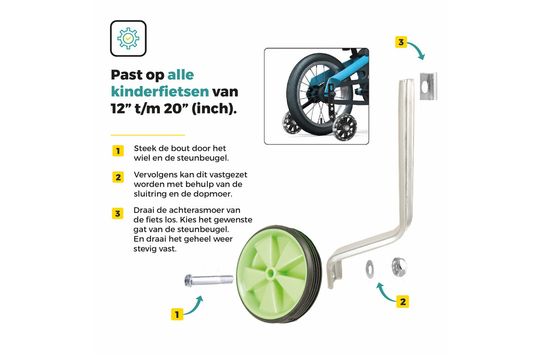Voltano Zijwieltjes – Groen – 12-20 Inch