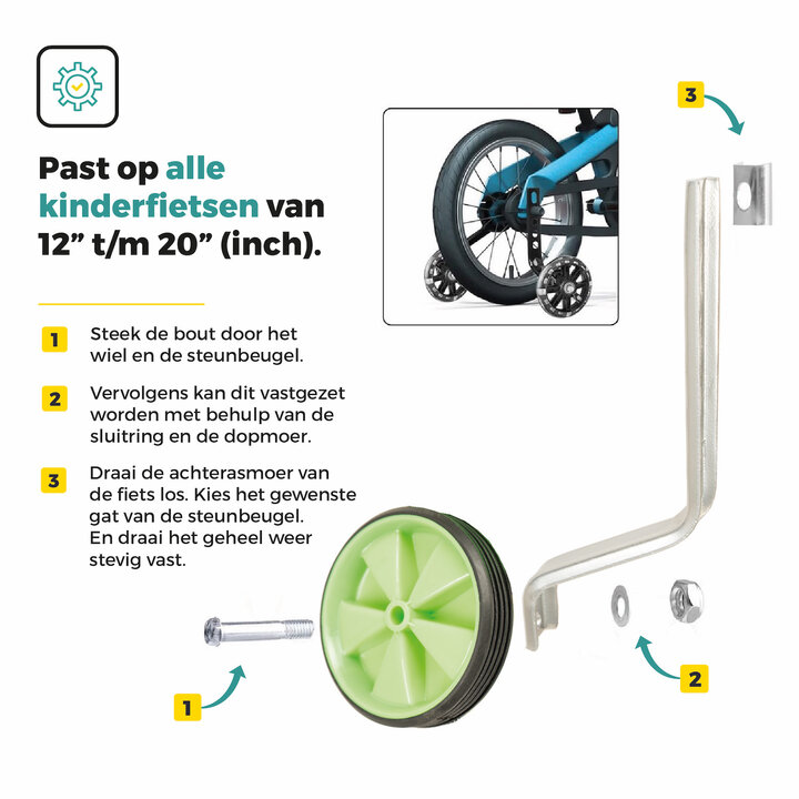 Voltano Zijwieltjes – Groen – 12-20 Inch
