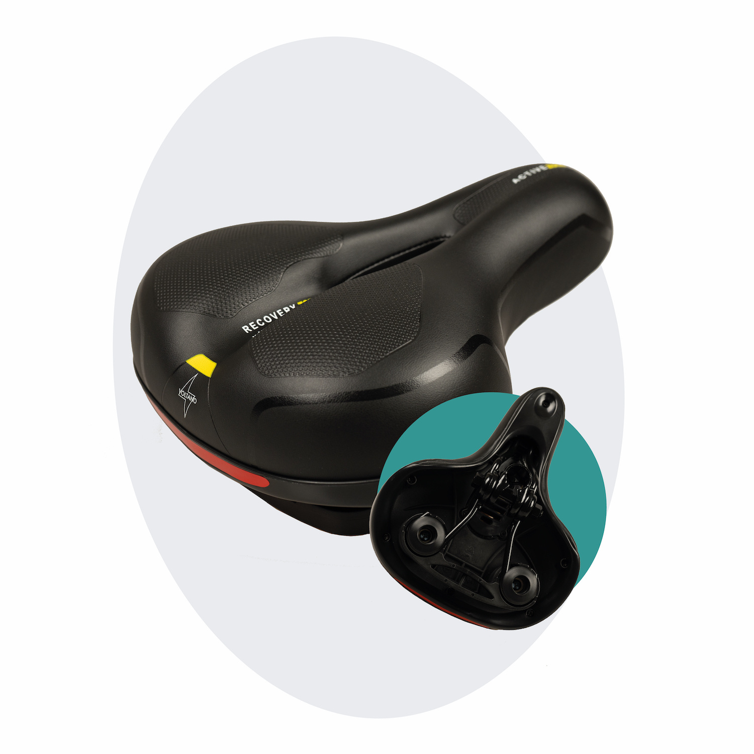 Voltano Fietszadel Met Gelpads - Zwart/Geel - Unisex - Gratis Zadelstrop