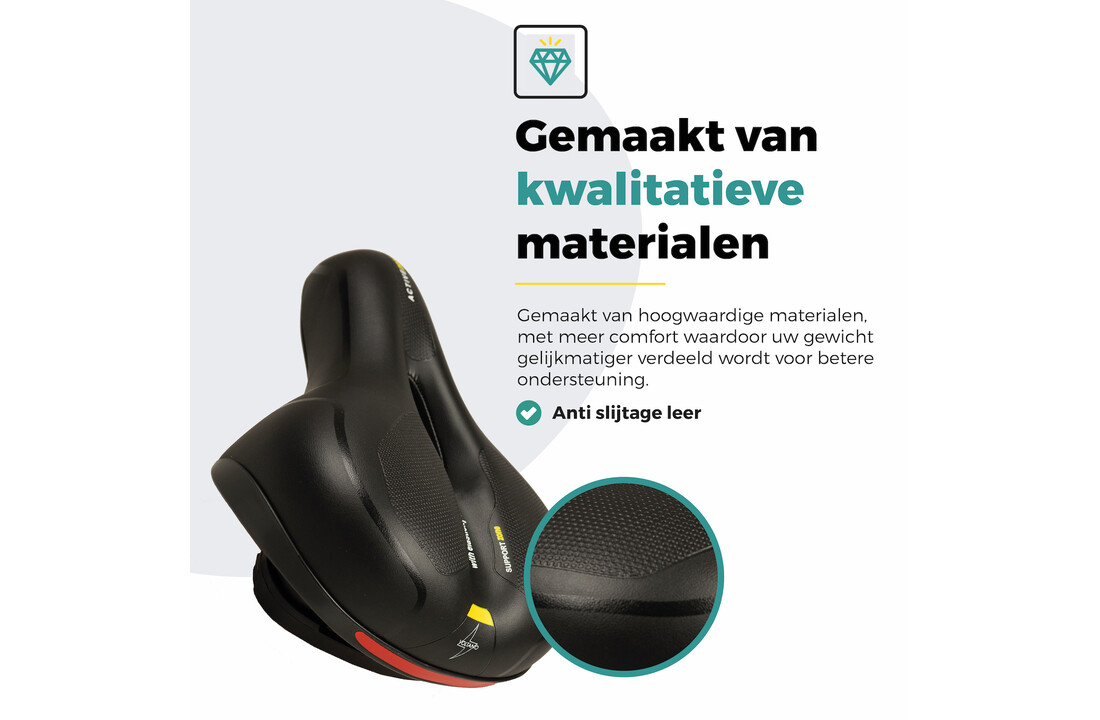 Voltano Fietszadel Met Gelpads - Zwart/Geel - Unisex - Gratis Zadelstrop