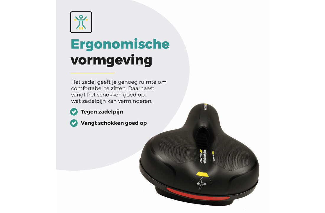 Voltano Fietszadel Met Gelpads - Zwart/Geel - Unisex - Gratis Zadelstrop