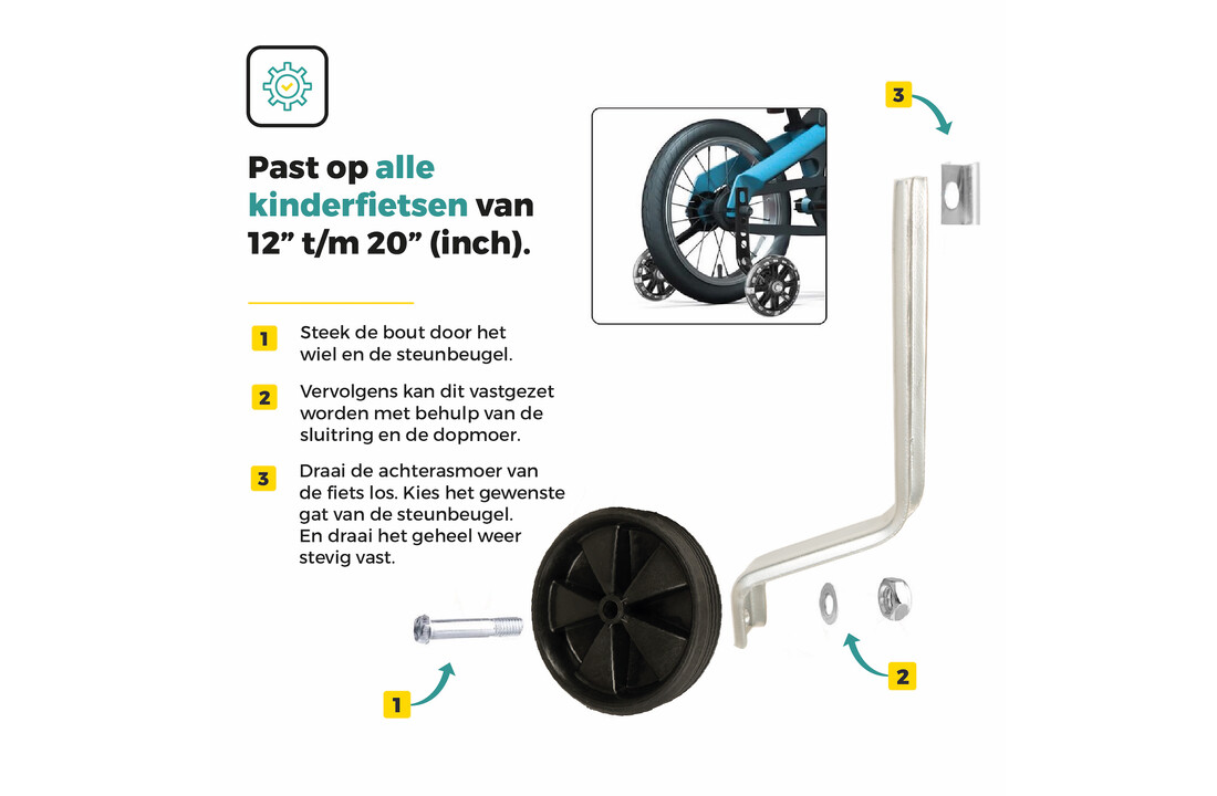 Voltano Zijwieltjes – Zwart – 12-20 Inch