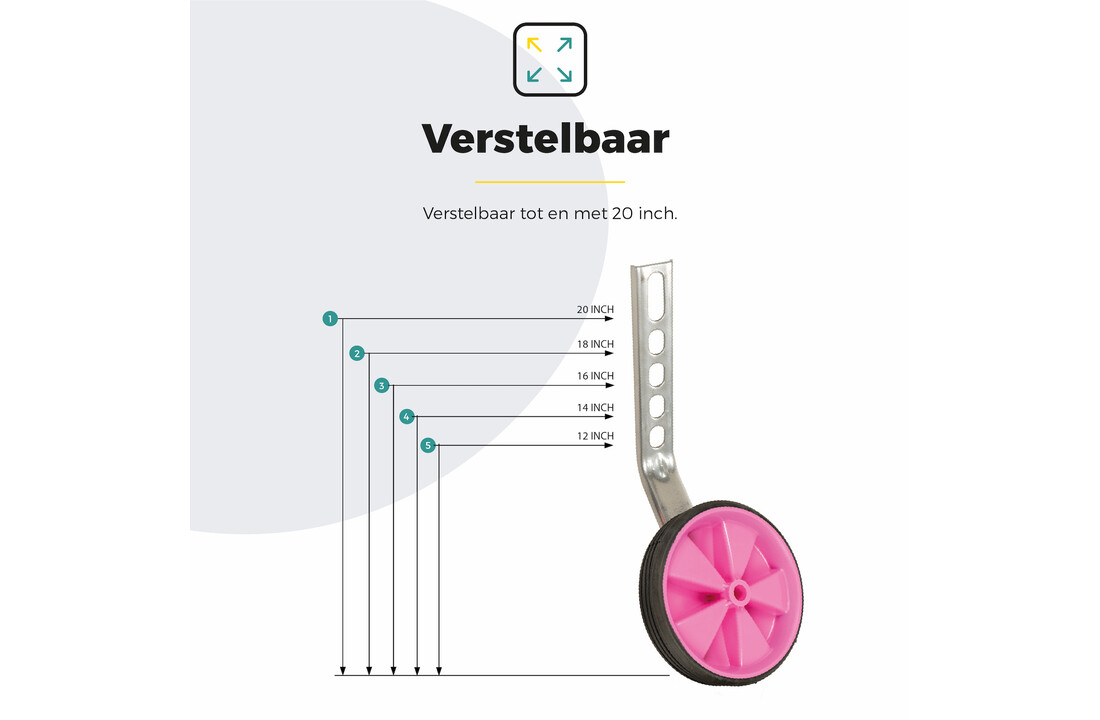 Voltano Zijwieltjes – Roze – 12-20 Inch
