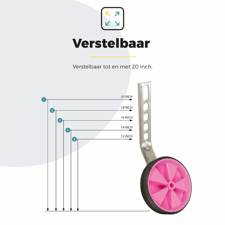 Voltano Zijwieltjes – Roze – 12-20 Inch
