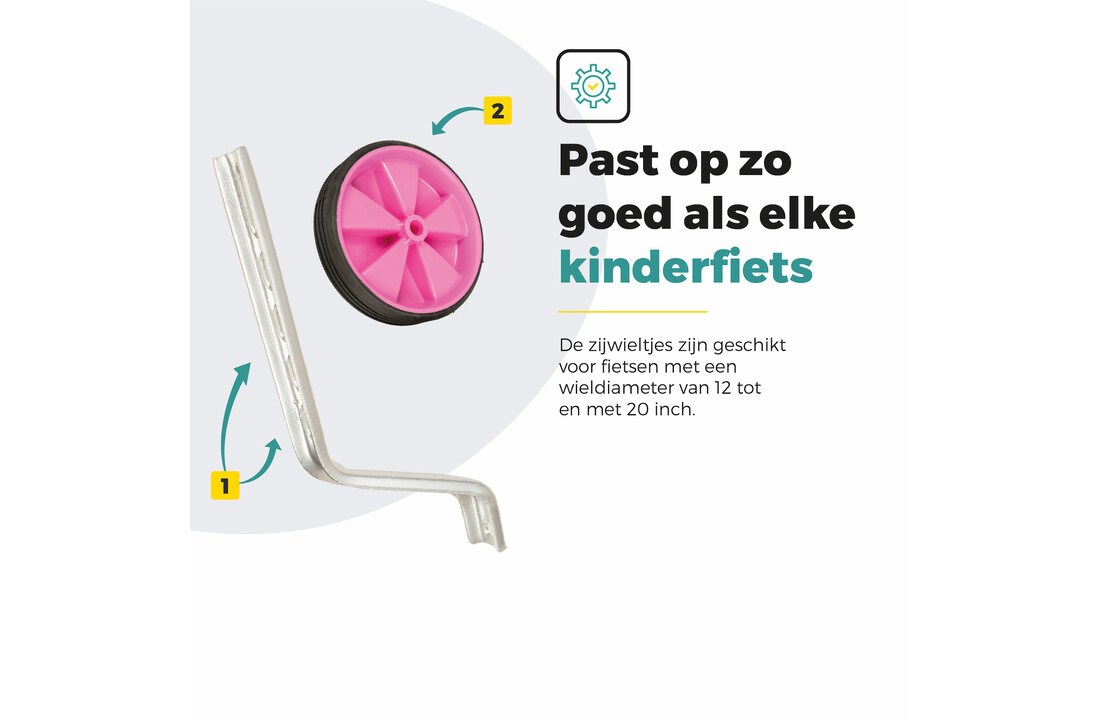 Voltano Zijwieltjes – Roze – 12-20 Inch