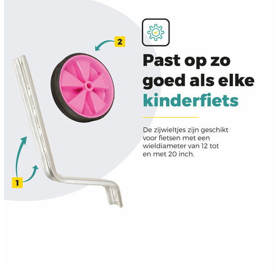 Voltano Zijwieltjes – Roze – 12-20 Inch