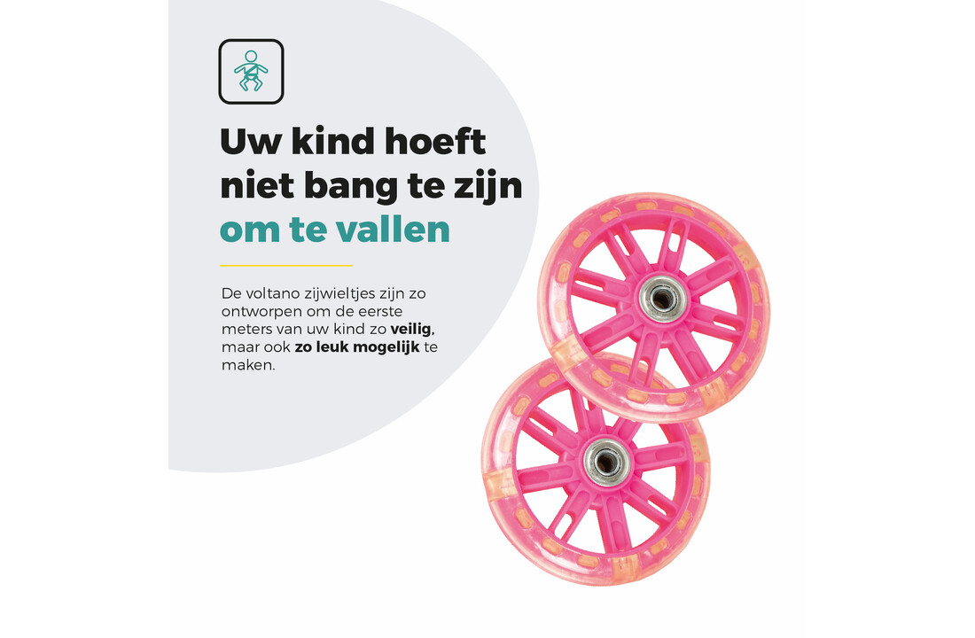 Voltano Zijwieltjes LED Verlichting - Roze - 12-20 inch
