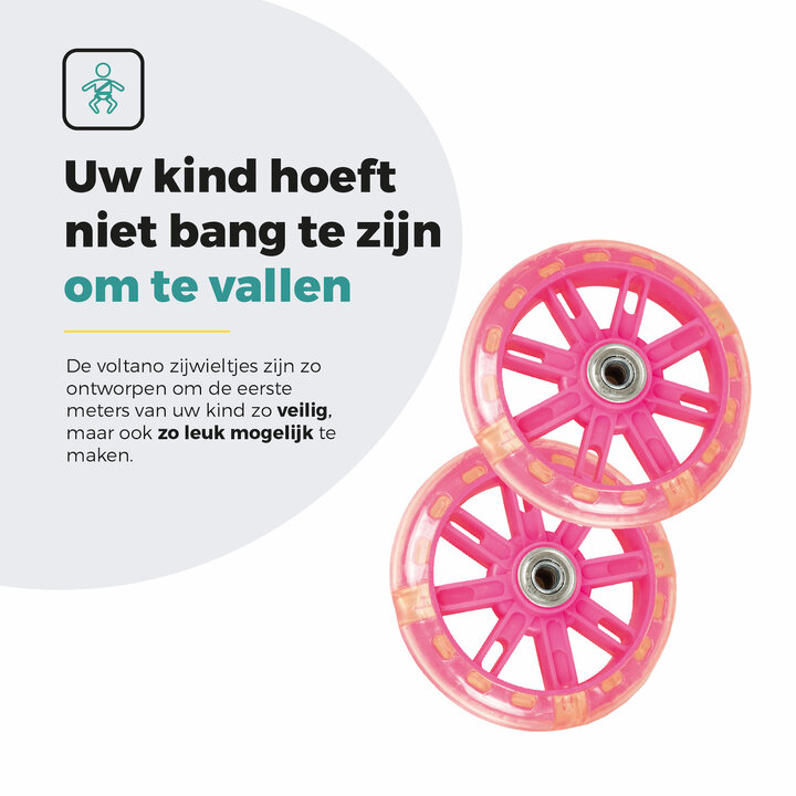 Voltano Zijwieltjes LED Verlichting - Roze - 12-20 inch