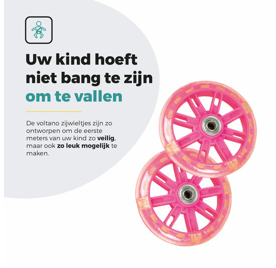 Voltano Zijwieltjes LED Verlichting - Roze - 12-20 inch