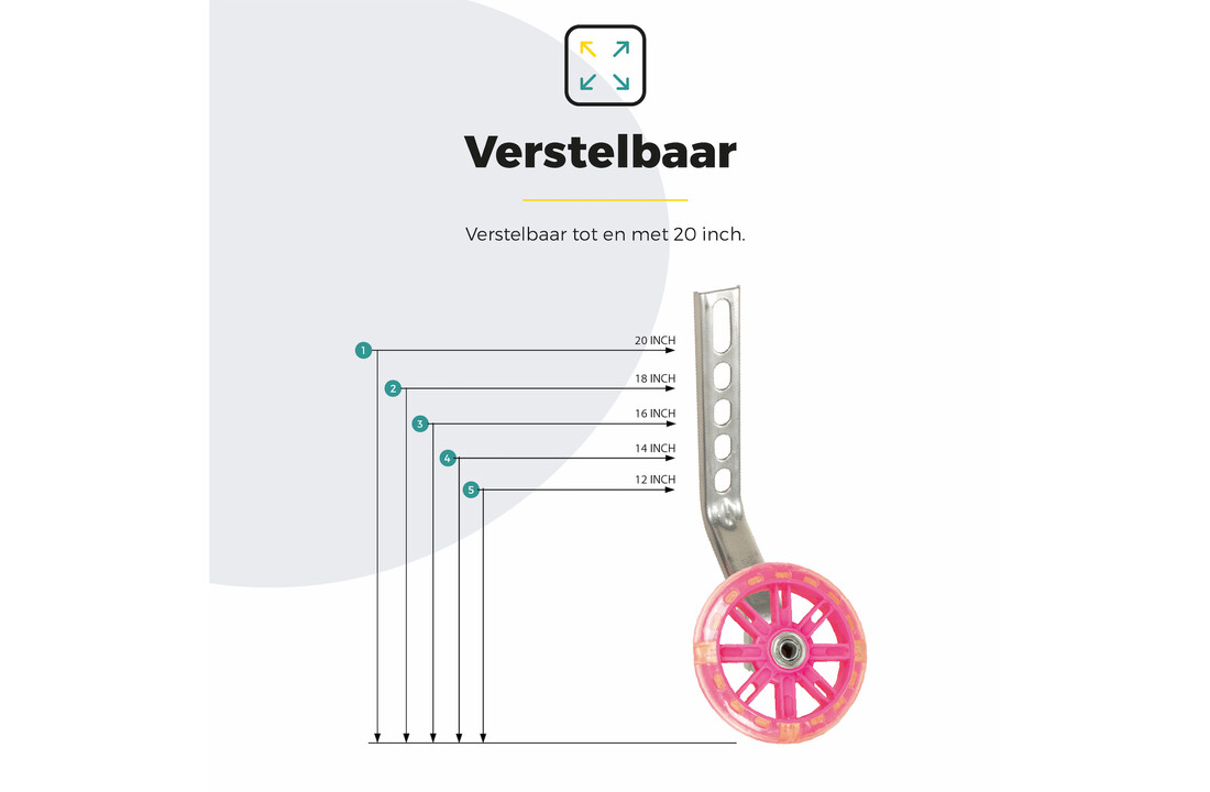 Voltano Zijwieltjes LED Verlichting - Roze - 12-20 inch