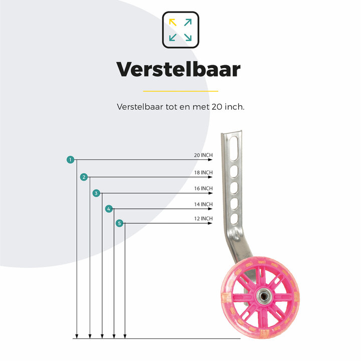 Voltano Zijwieltjes LED Verlichting - Roze - 12-20 inch