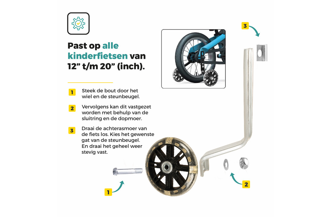 Voltano Zijwieltjes LED Verlichting – Zwart – 12-20 inch