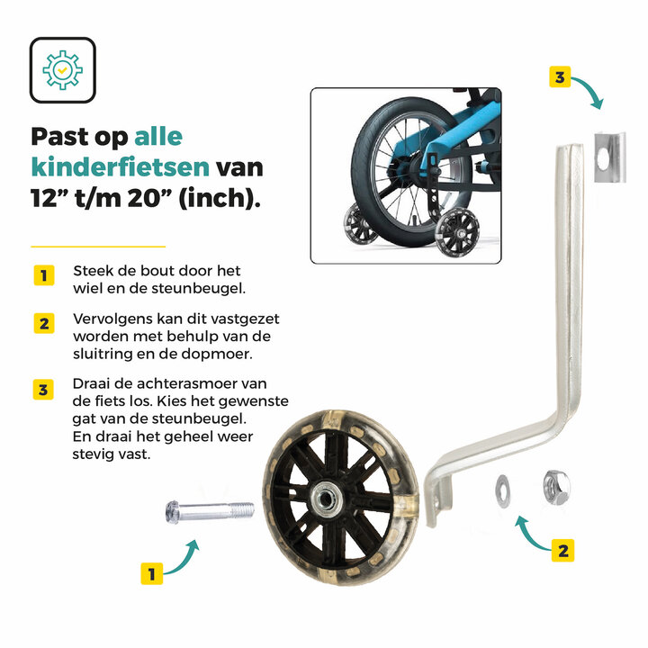 Voltano Zijwieltjes LED Verlichting – Zwart – 12-20 inch