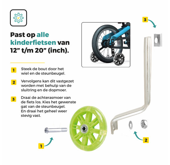 Voltano Zijwieltjes LED Verlichting – Groen – 12-20 inch