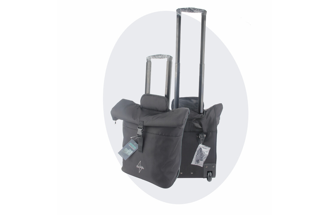 Voltano Fietstrolley Tas 2.0 - Fietstas en Trolley in 1 - Zwart - Laptopvak - 18-28 Liter