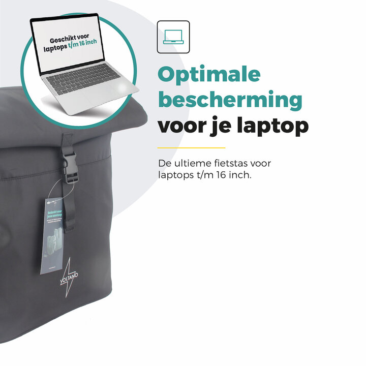 Voltano Fietstrolley Tas 2.0 - Fietstas en Trolley in 1 - Zwart - Laptopvak - 18-28 Liter