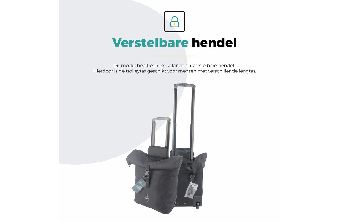 Voltano Fietstrolley Tas 2.0 - Fietstas en Trolley in 1 - Zwart - Laptopvak - 18-28 Liter