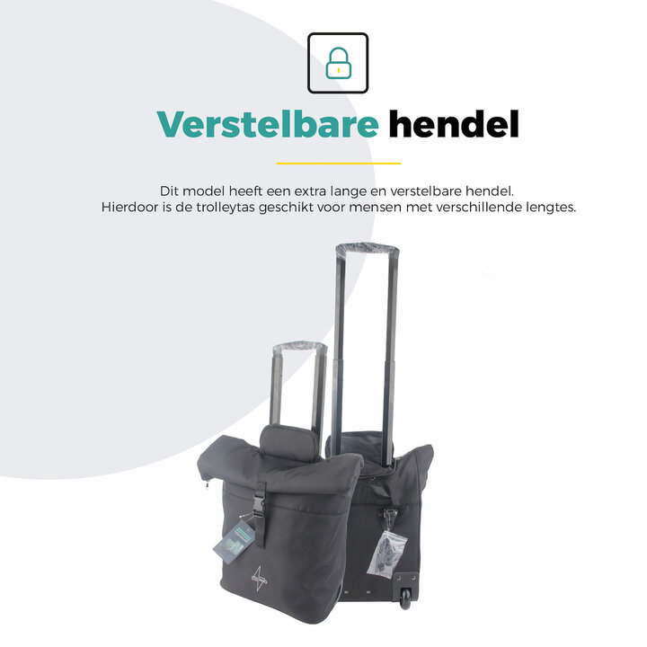 Voltano Fietstrolley Tas 2.0 - Fietstas en Trolley in 1 - Zwart - Laptopvak - 18-28 Liter