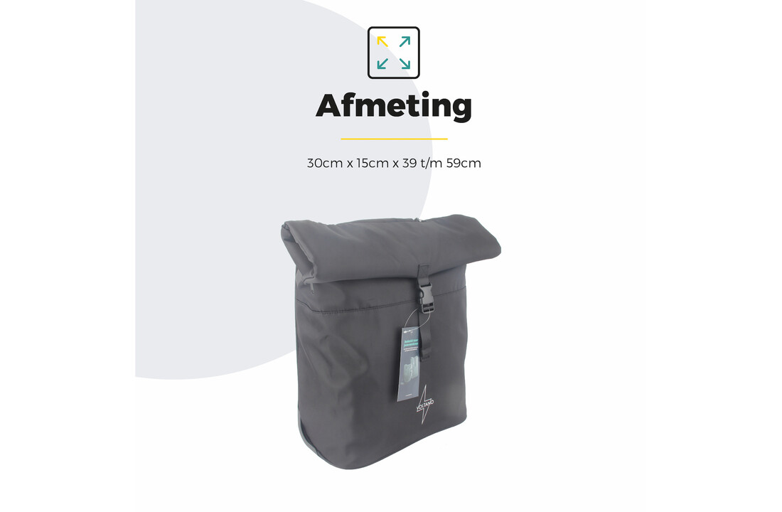 Voltano Fietstrolley Tas 2.0 - Fietstas en Trolley in 1 - Zwart - Laptopvak - 18-28 Liter