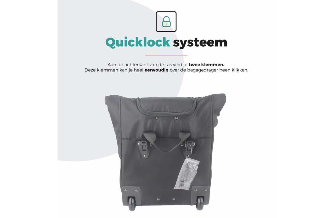 Voltano Fietstrolley Tas 2.0 - Fietstas en Trolley in 1 - Zwart - Laptopvak - 18-28 Liter