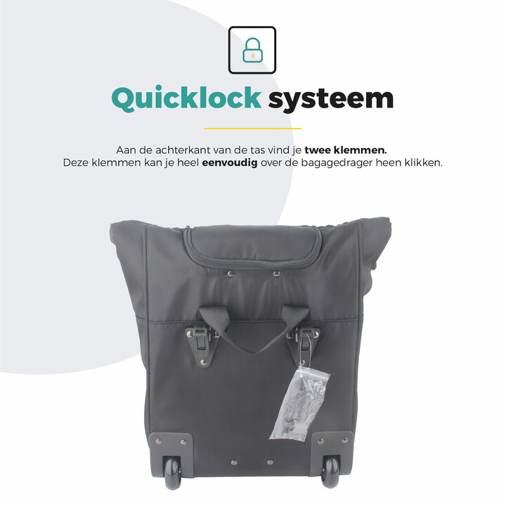 Voltano Fietstrolley Tas 2.0 - Fietstas en Trolley in 1 - Zwart - Laptopvak - 18-28 Liter